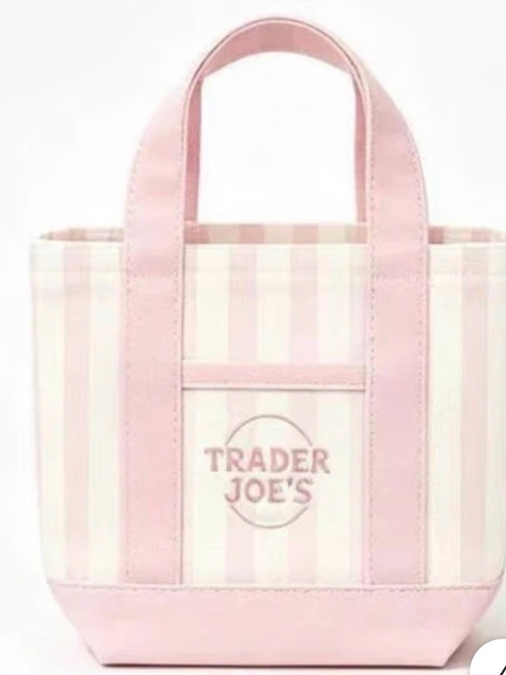 Trader Joe's Pink and White (cream) Striped Tote Bag